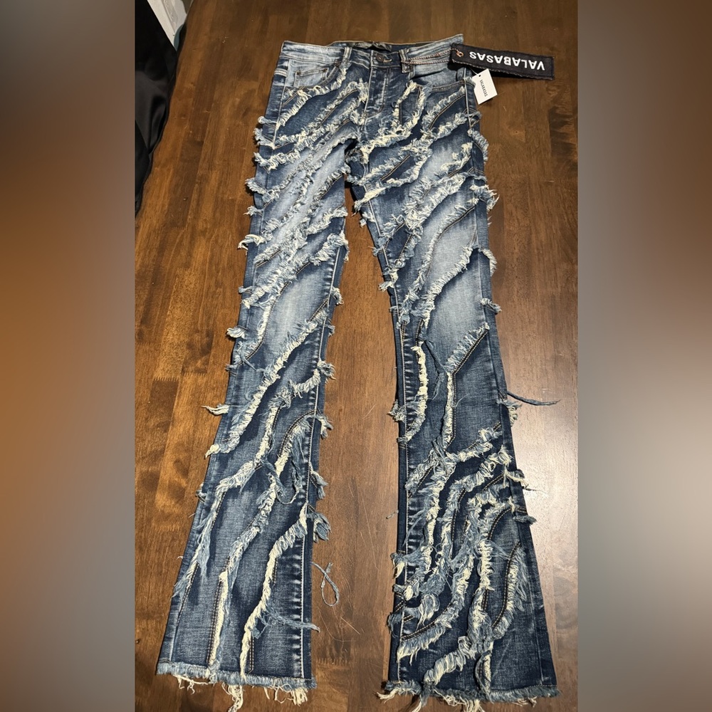 Valabasas "GRIT” DARK BLUE STACKED FLARE JEAN × 1